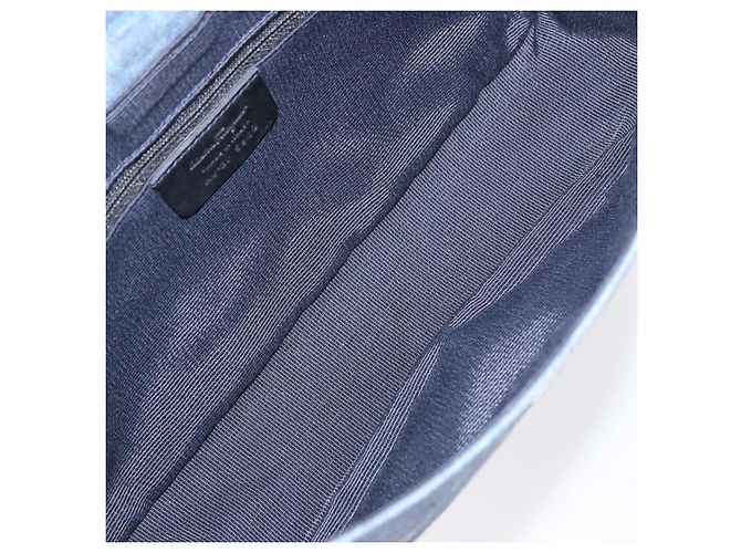 Bolso de Hombro Gancini Salvatore Ferragamo en Lona Azul Marino y Oro Auth BA9259V Dorado - vista 17