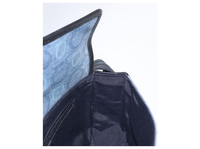 Bolso de Hombro Gancini Salvatore Ferragamo en Lona Azul Marino y Oro Auth BA9259V Dorado - vista 18