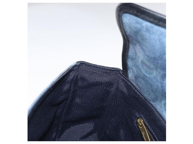 Bolso de Hombro Gancini Salvatore Ferragamo en Lona Azul Marino y Oro Auth BA9259V Dorado - vista 19