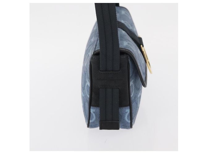 Bolso de Hombro Gancini Salvatore Ferragamo en Lona Azul Marino y Oro Auth BA9259V Dorado - vista 5