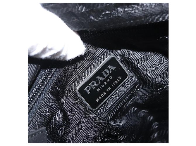 Borsa Tote Prada in nylon nero argento Auth gh1544 - vista 19