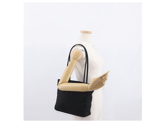 Borsa Tote Prada in nylon nero argento Auth gh1544 - vista 24