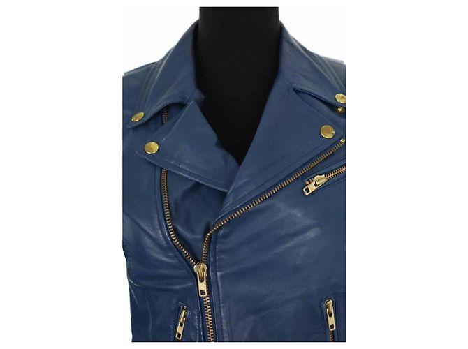 Maje Blaue Lederjacke - Ansicht 2