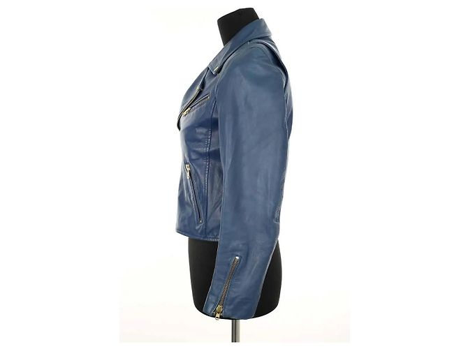 Maje Blaue Lederjacke - Ansicht 3
