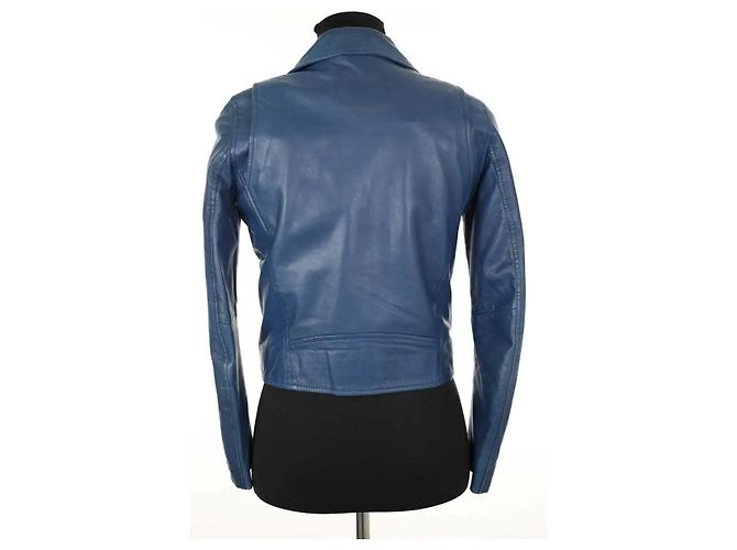 Maje Blaue Lederjacke - Ansicht 4