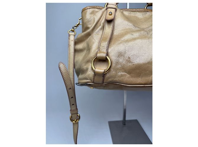 Vintage Miu Miu 2Way Lederhandtasche Gold - Ansicht 10