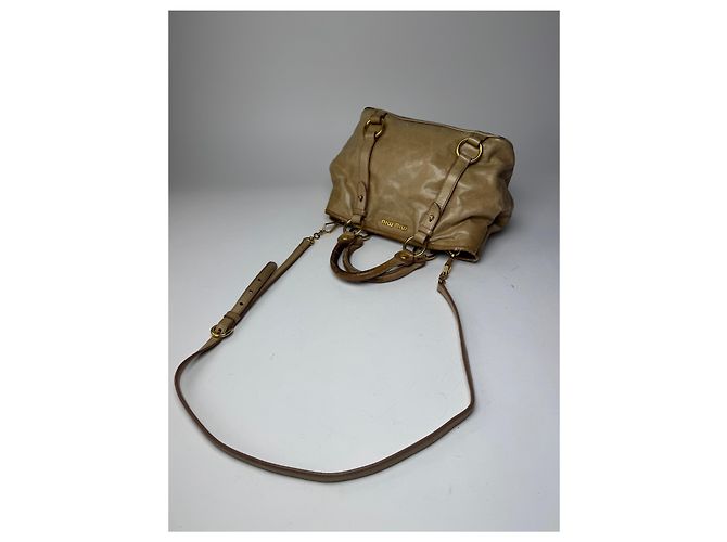 Vintage Miu Miu 2Way Lederhandtasche Gold - Ansicht 11