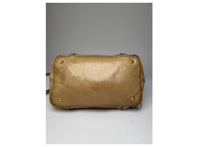 Vintage Miu Miu 2Way Lederhandtasche Gold - Ansicht 14