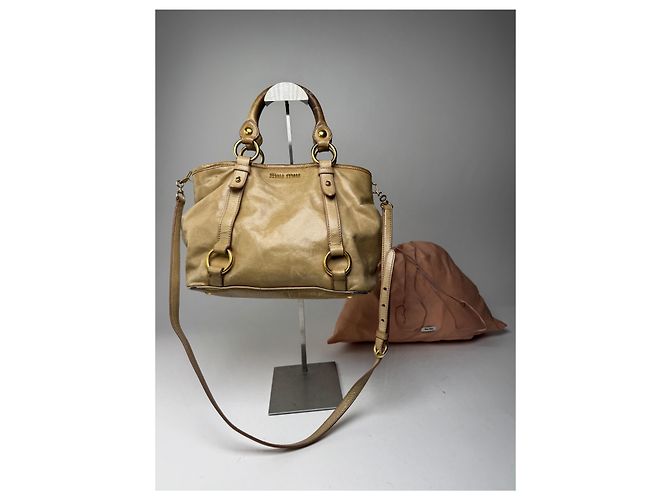 Vintage Miu Miu 2Way Lederhandtasche Gold - Ansicht 2