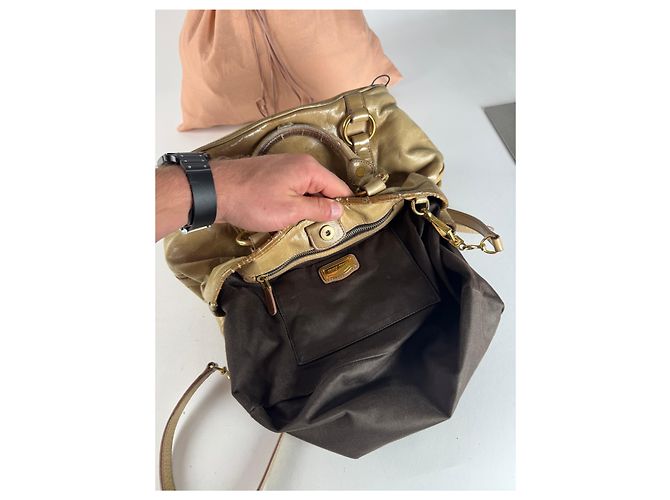 Vintage Miu Miu 2Way Lederhandtasche Gold - Ansicht 4