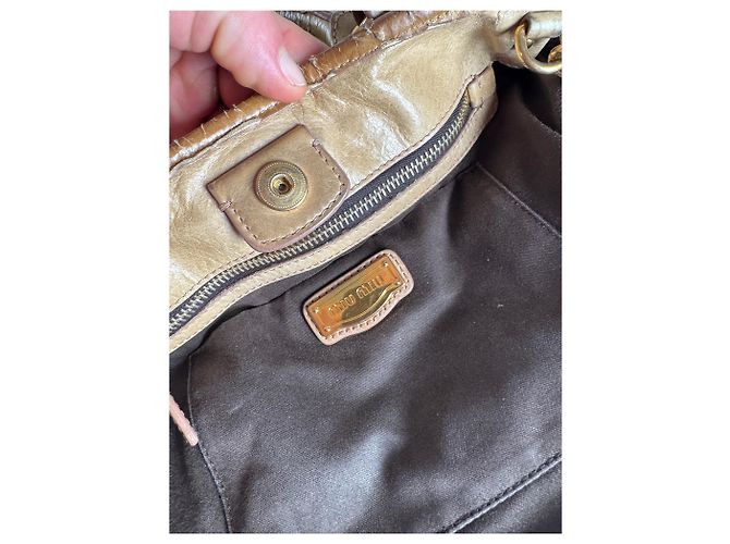 Vintage Miu Miu 2Way Lederhandtasche Gold - Ansicht 5