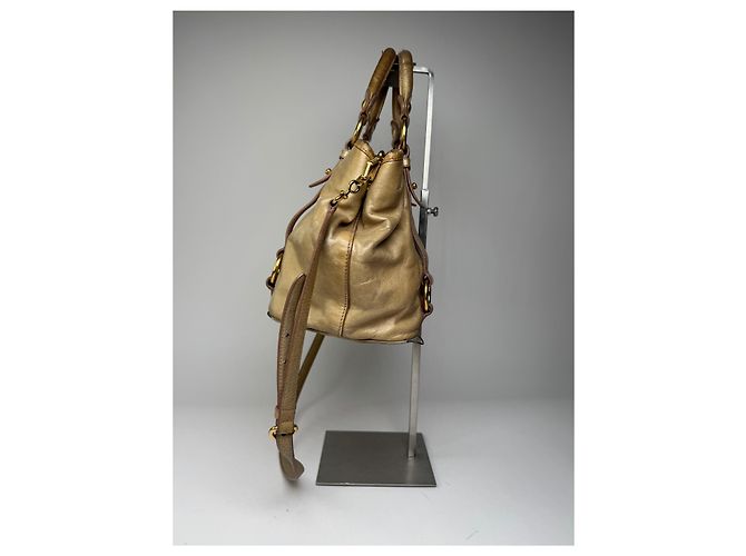 Vintage Miu Miu 2Way Lederhandtasche Gold - Ansicht 6