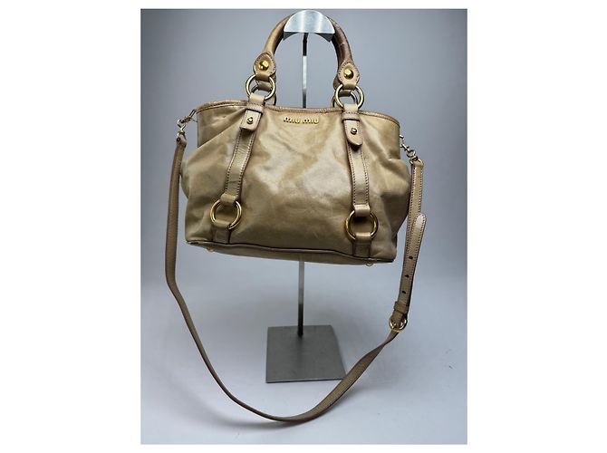 Vintage Miu Miu 2Way Lederhandtasche Gold - Ansicht 7