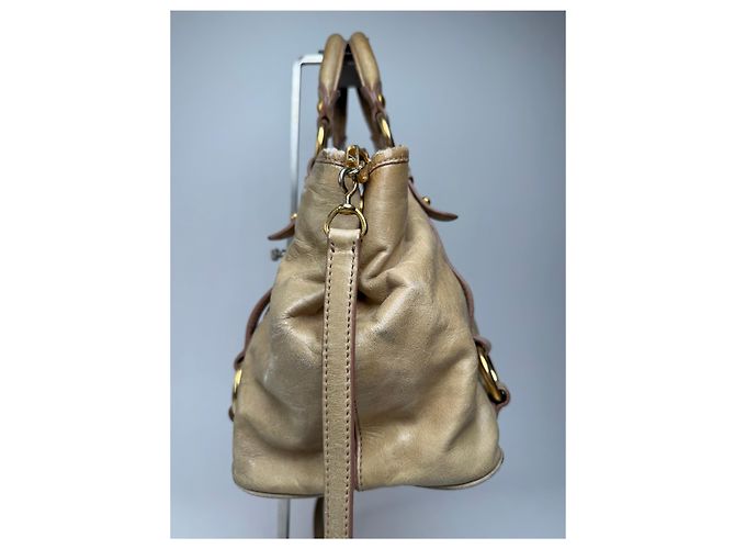 Vintage Miu Miu 2Way Lederhandtasche Gold - Ansicht 8
