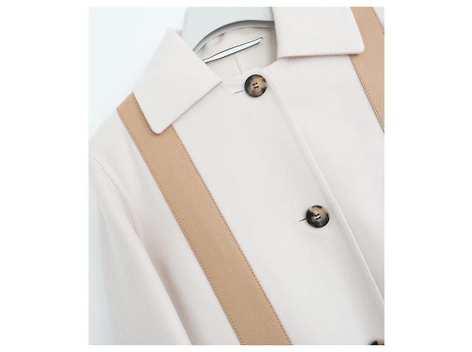 Abrigo de cachemira y cuero Hermès H Crudo - vista 2