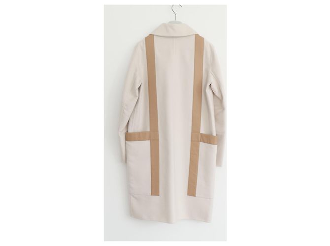Abrigo de cachemira y cuero Hermès H Crudo - vista 5