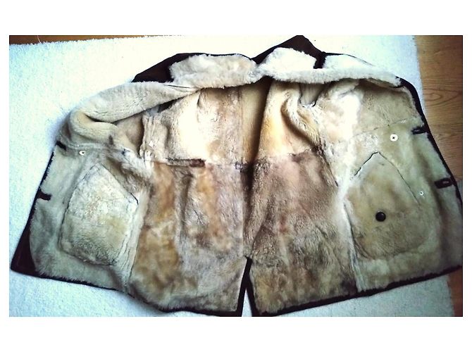 Autre Marque Brauner Shearling Mantel Herren Größe 50 - Ansicht 4