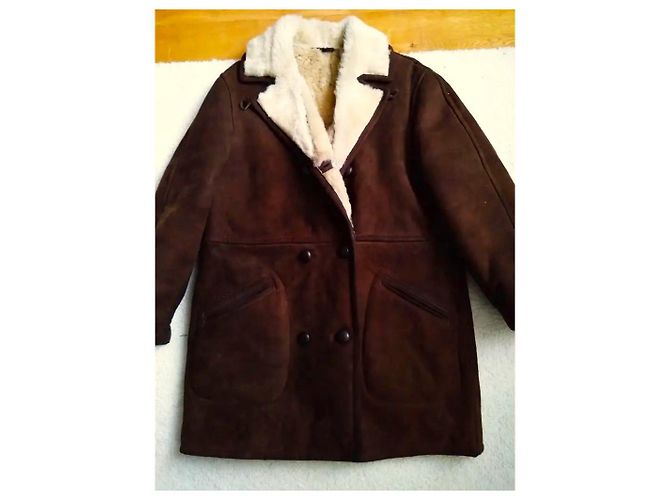 Autre Marque Brauner Shearling Mantel Herren Größe 50 - Ansicht 2