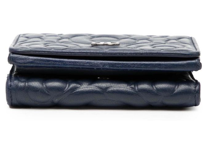 CHANEL Camellia Coco Mark Dreifach Geldbörse Marineblau - Ansicht 3