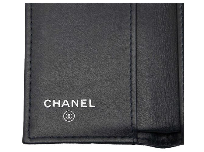 CHANEL Camellia Coco Mark Dreifach Geldbörse Marineblau - Ansicht 5