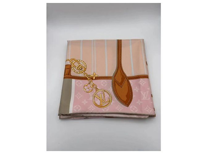 Louis Vuitton Il mio Neverfull 90 quadrato/foulard Rosa Beige Marrone chiaro - vista 3