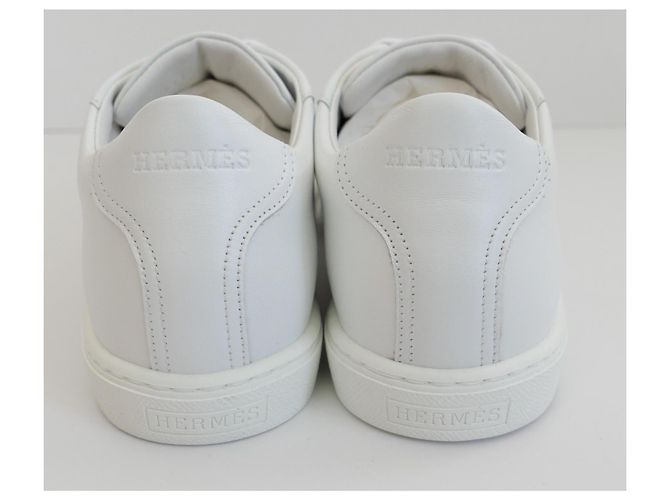 Sneakers Hermès Avantage in pelle bianca Bianco - vista 4