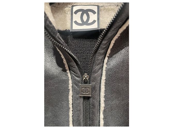 Jaqueta Chanel sem mangas de couro e lã marrom escuro Castanho escuro - vista 6