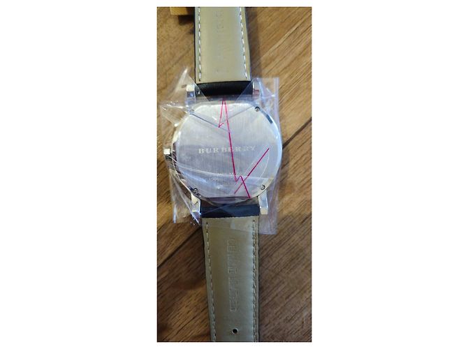 Orologio Burberry in Pelle Nera Nero Bianco - vista 4