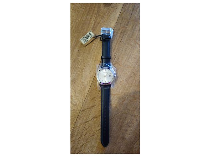 Orologio Burberry in Pelle Nera Nero Bianco - vista 6