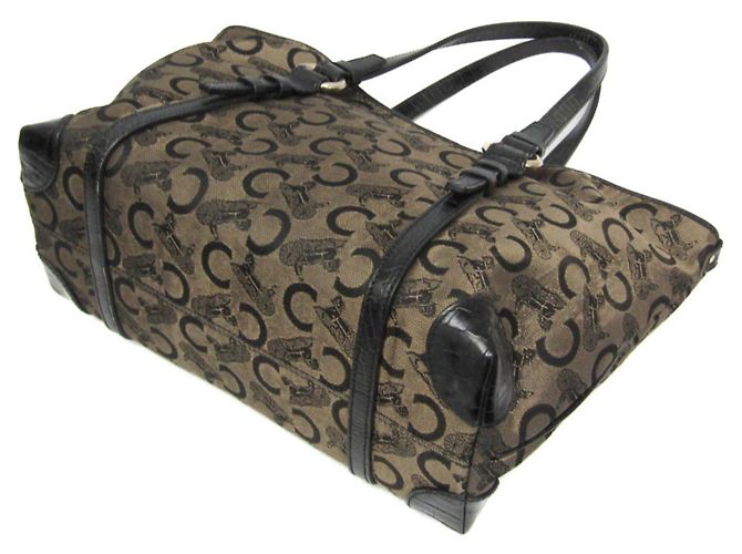 Céline Celine C Macadam Karottenmuster Tote Bag Schwarz Beige - Ansicht 3