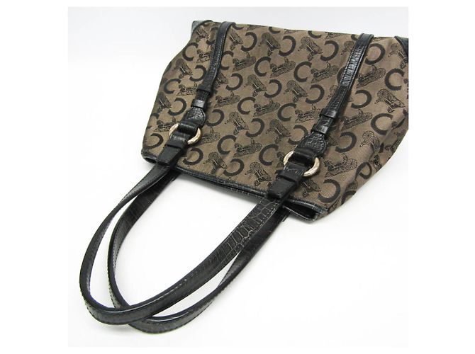 Céline Celine C Macadam Karottenmuster Tote Bag Schwarz Beige - Ansicht 7