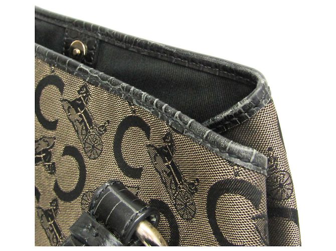 Céline Celine C Macadam Karottenmuster Tote Bag Schwarz Beige - Ansicht 8