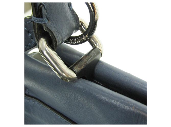 Borsa in pelle blu Fendi Peekaboo 8BN290 - vista 11