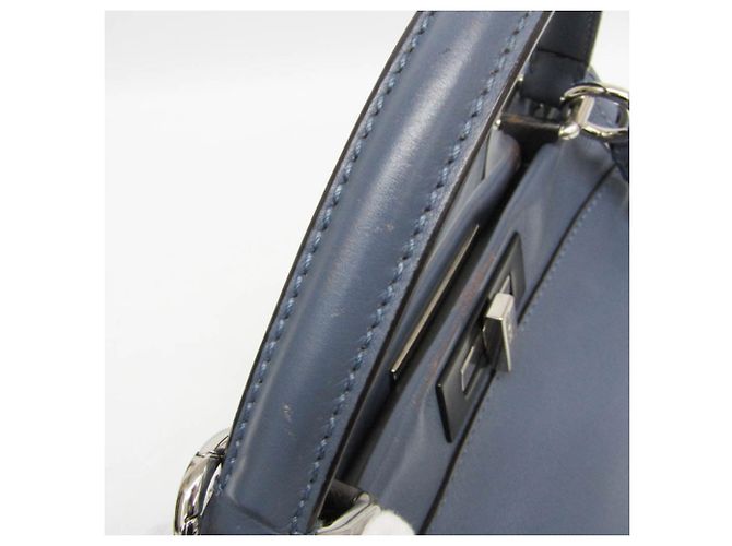 Borsa in pelle blu Fendi Peekaboo 8BN290 - vista 12