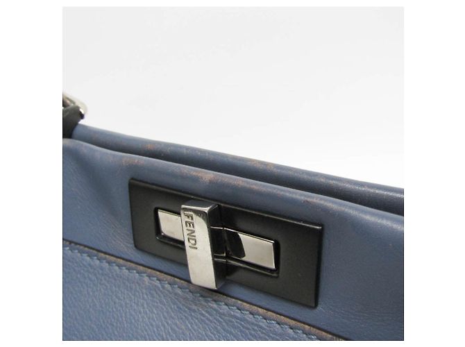 Borsa in pelle blu Fendi Peekaboo 8BN290 - vista 13