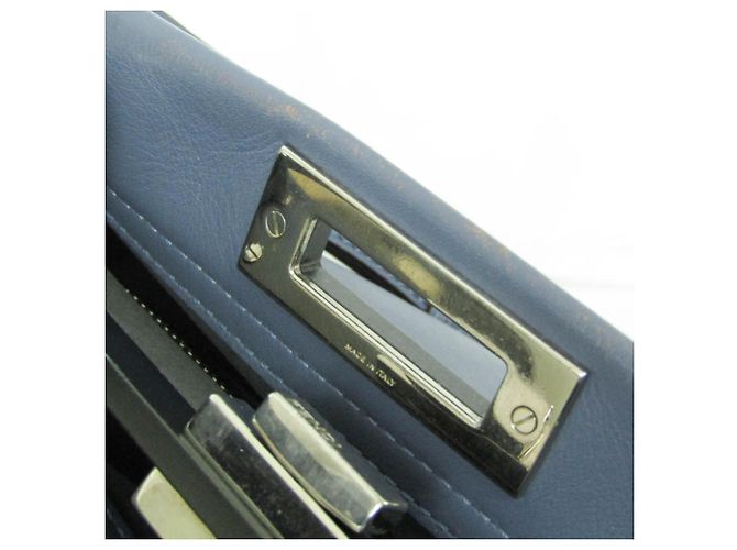 Borsa in pelle blu Fendi Peekaboo 8BN290 - vista 18