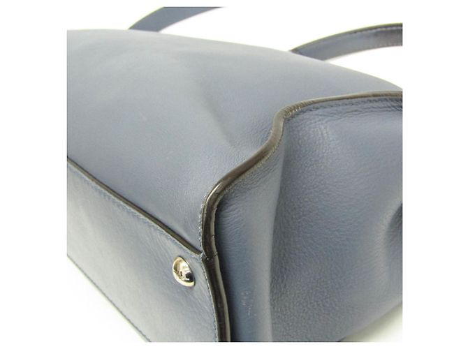 Borsa in pelle blu Fendi Peekaboo 8BN290 - vista 5