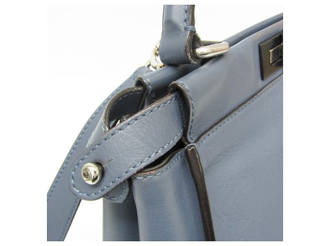 Borsa in pelle blu Fendi Peekaboo 8BN290 - vista 6