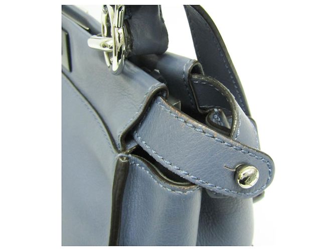 Borsa in pelle blu Fendi Peekaboo 8BN290 - vista 7
