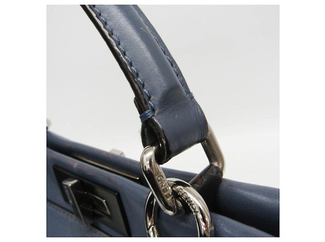Borsa in pelle blu Fendi Peekaboo 8BN290 - vista 9