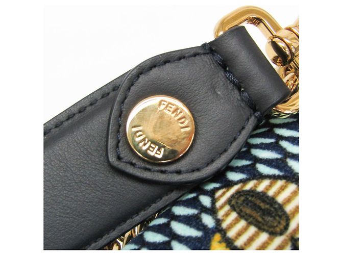 Borsa a mano Fendi KAN I in velluto e pelle Giallo Blu navy Blu chiaro - vista 10