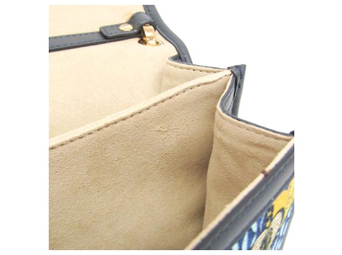 Borsa a mano Fendi KAN I in velluto e pelle Giallo Blu navy Blu chiaro - vista 12