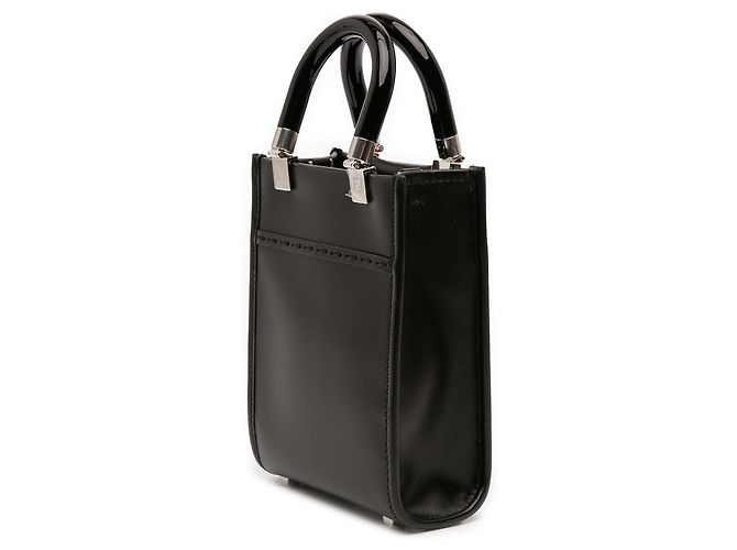 Fendi Mini Borsa Sunshine Shopper in Pelle Nera Nero - vista 2