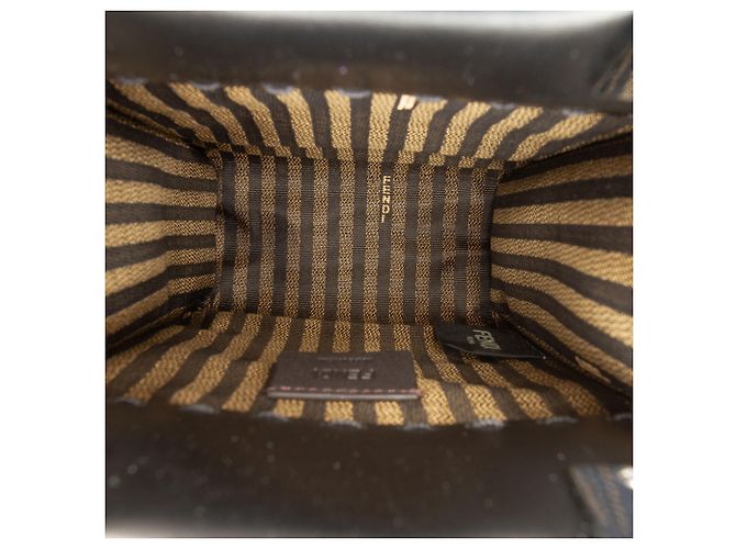 Fendi Mini Borsa Sunshine Shopper in Pelle Nera Nero - vista 4