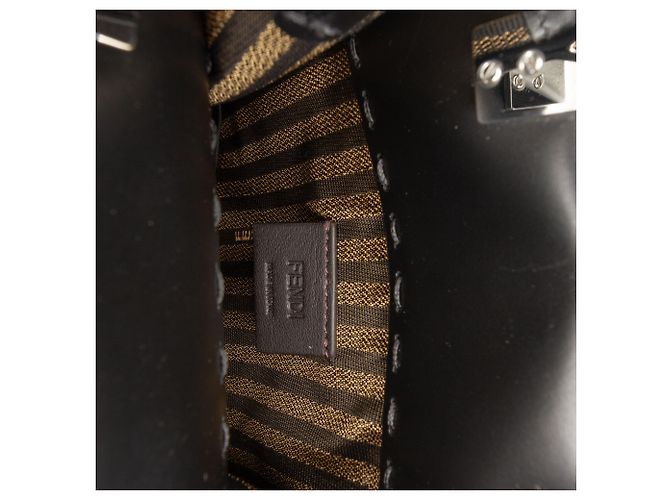 Fendi Mini Borsa Sunshine Shopper in Pelle Nera Nero - vista 5