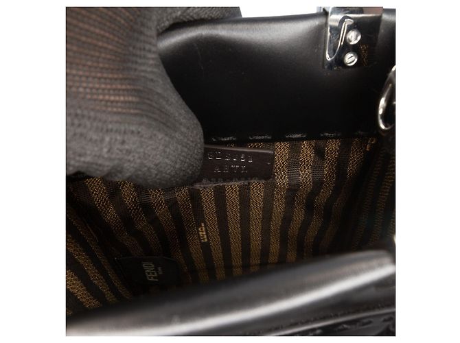 Fendi Mini Borsa Sunshine Shopper in Pelle Nera Nero - vista 6