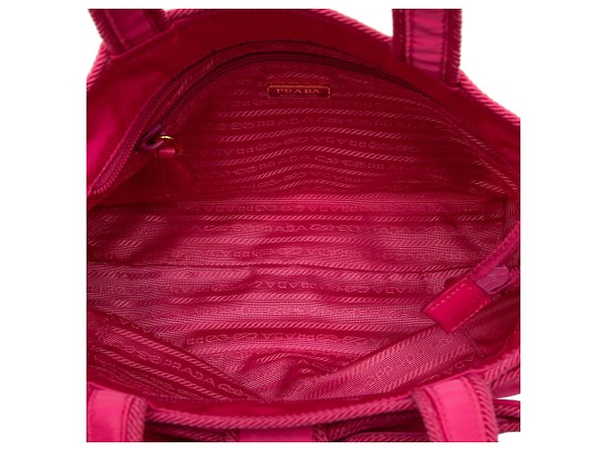 Bow Borsa Prada in tessuto canapa rosa con logo e fiocco - vista 4