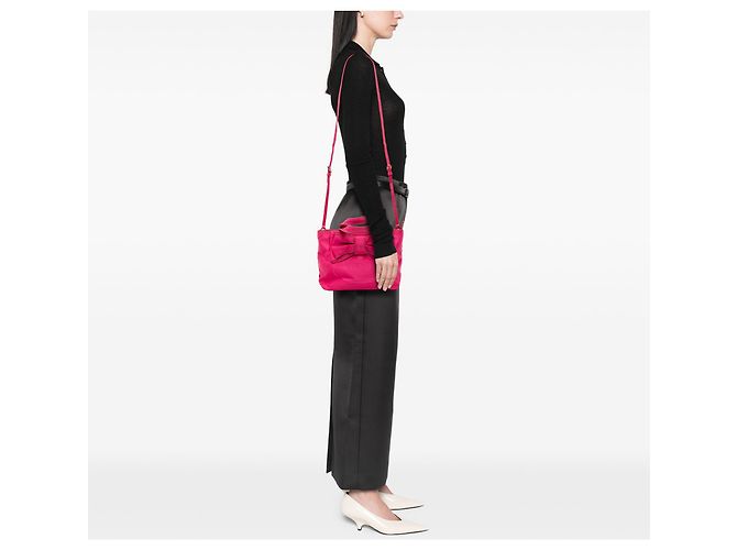 Bow Borsa Prada in tessuto canapa rosa con logo e fiocco - vista 6