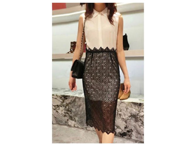 Robe Sandro en dentelle et soie - vue 3