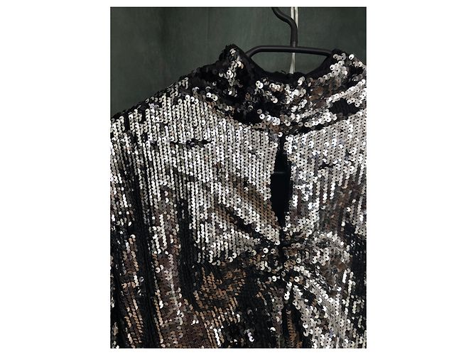 Top Isabel Marant con Paillettes Argento e Nere - vista 3